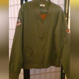 Cali Love Army Green Zip Front Jacket with Cute Patches size 2X